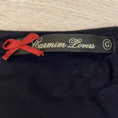 Carmim Lovers Black Sleeveless Tank Top with White Sparkly Beaded Sleeves Size L