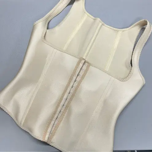 Vintage 'Pink Corset' Back Snap Closure Cream Color Sleeveless Top Women Size 40