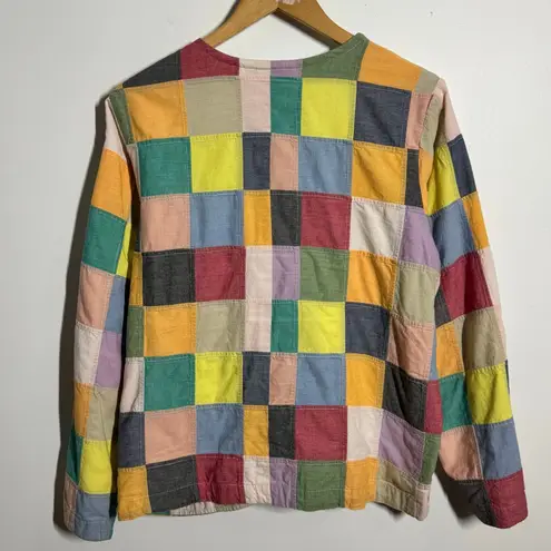 Orvis Women Shacket Jacket Women 16 Collarless Patchwork Button Up Vtg Cottage