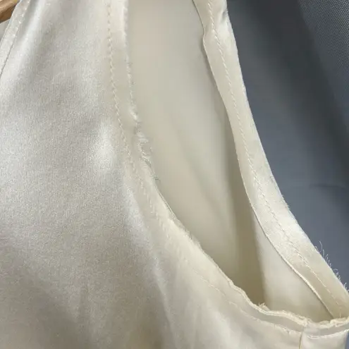 LA COLLECTION Blouse Cream Raw Edge 100% Silk Sleeveless Tank Cami Size 0