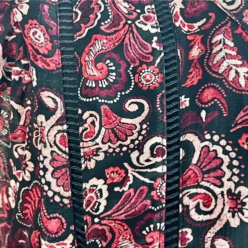 Cupcakes & Cashmere Graceland Paisley Peasant Dress Size 2 Black/Red Chiffon Red