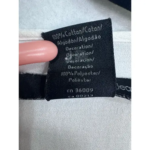 Calvin Klein Jeans Women's White Textured Sheer Blouse Scoop Neck Zip Back L