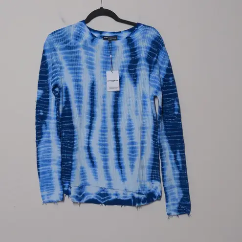 Generation Love Indigo Tie Dye Margot Sweater Silk Blend Distressed Hem M New