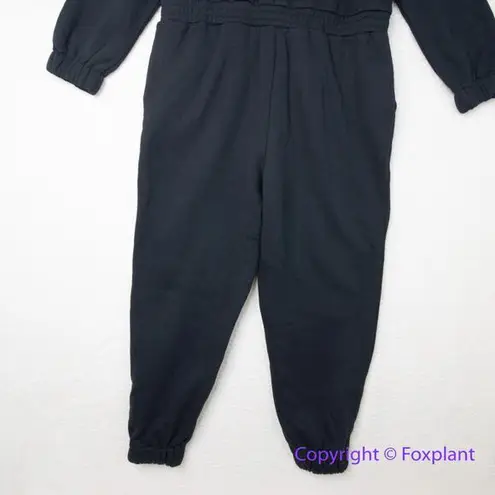 Eloquii New! black fleece zipped front elastic waist jumpsuit, size 18
