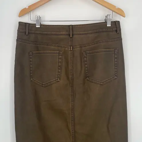 Stradivarius Women's Brown Denim Stitching Front Slit Maxi Skirt EUR 42 USA 10