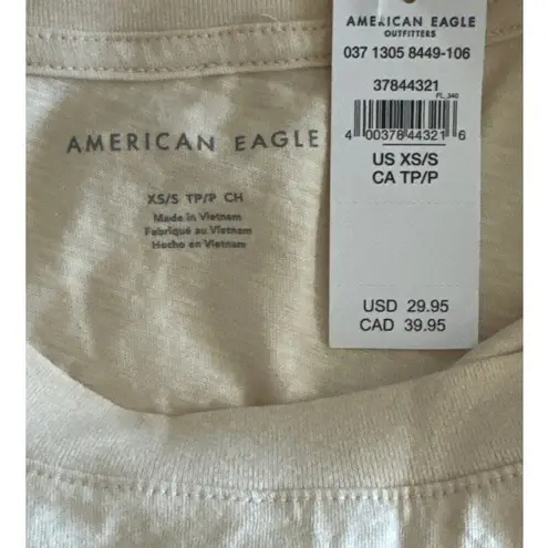 Aerie American eagle Skeleton Winter Goth Graphic Tan T-Shirt XS/S NWT