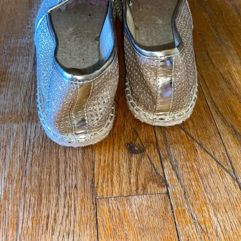 Michael Michael Kors 10M Kendrick Glitter Mesh Espadrille Flats Gold Size 10