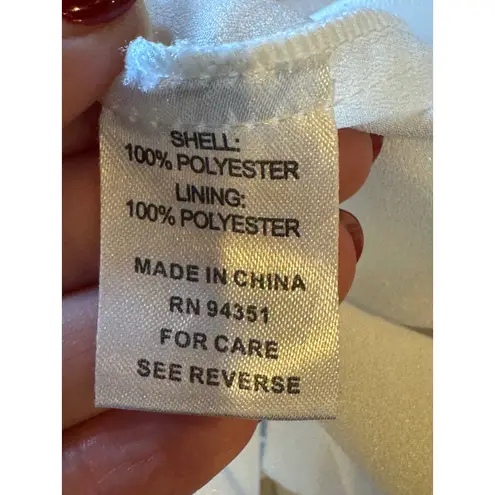 Joy Joy Dress Women Medium Blue Green Abstract Long Sleeve Ruffle Neck Mini