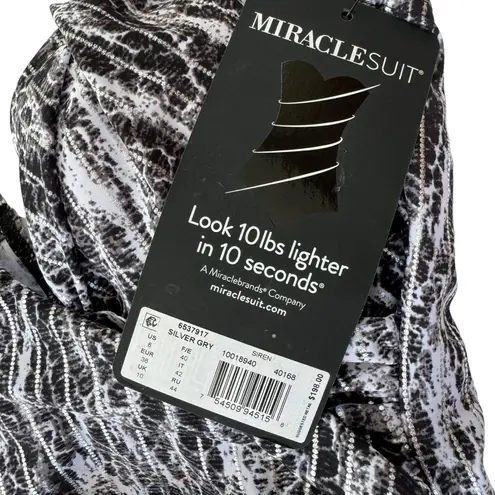 MiracleSuit  Metallic Silver Chevron Python Siren OnePiece Swimsuit Size 8 NWT