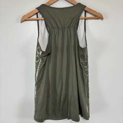 Vanity Y2K Forest Green Embroidered Lined Tank Top Size M Size M