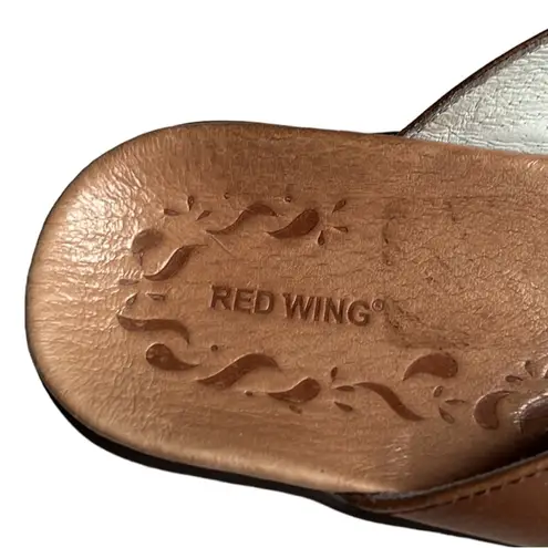 Red Wing Wedge Brown Leather Cut Out Detail Sandals Size 7.5 Tan