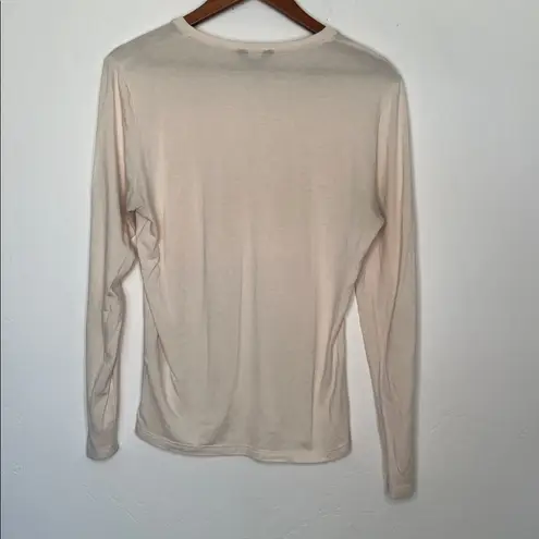 Saint + Sofia Austen Crew Neck Long Sleeve Shirt Cream Size 12