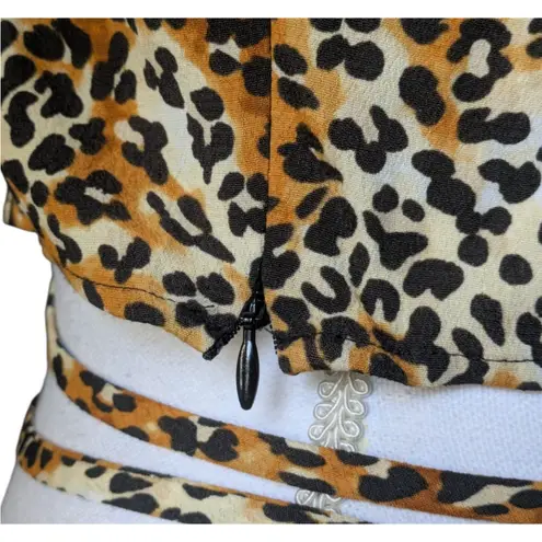 Maje Leopard Print Wrap Crop Top Puff Sleeve Tie Waist size Small NEW