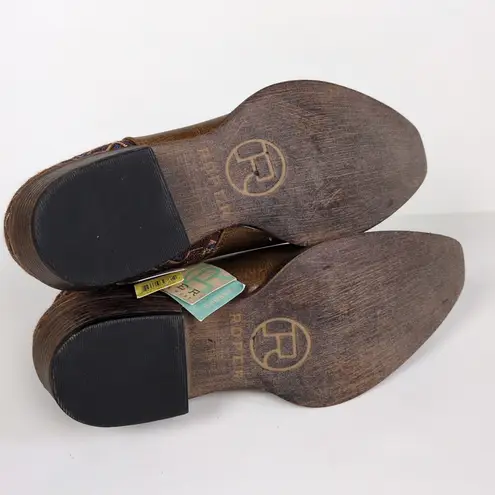 ROPER Brown Sedona Ankle Boots Aztec Heel Snip Toe Faux Leather Women's 11