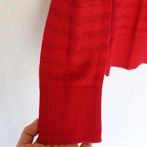 Charter Club | Shiny Red Striped Sweater