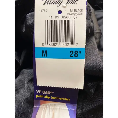 Vanity Fair  Women's M 28" Peti Skirt Slip Solid Black Anti Static Formal Layer