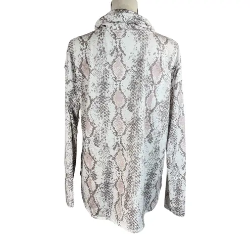 Calvin Klein  Medium Sweatshirt Snake Print Cowl Neck Stretch Long Sleeves Slits