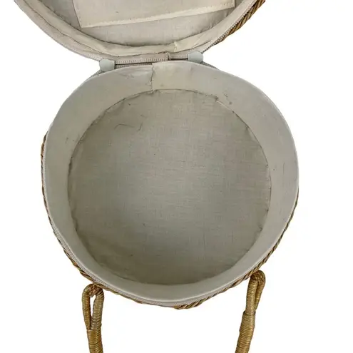 Romar Corp 90's Coastal Round Woven Rattan Clutch Purse Straw Handbag Neutral Tan