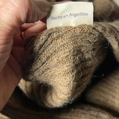 Alpaca Wool Blend Drape Cardigan Cozy Shawl Collar Open Front (M) Brown Size M