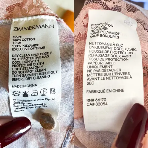 Zimmermann Botanica Teddy Bodysuit Lace Floral Pink Milettia Size 10 NWT