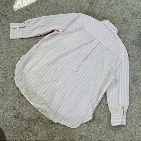 Papinelle Women’s Cotton Stripe Shirting Longsleeve Boxer PJ Set in Pink White S