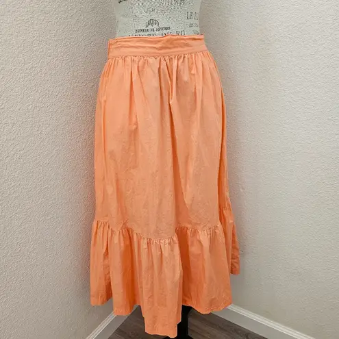 A New Day  Neon Orange Cotton Maxi Skirt with Pockets