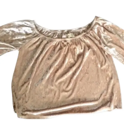 Hollister  Crushed Velvet Off-Shoulder Blouse - Cream and Gold WORN ONCE