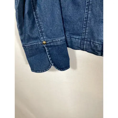 Live a Little Denim Pleated Blazer Jacket Business Casual