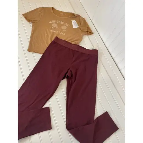 Aerie NWT  OG Logo Leggings & American Eagle Graphic Baby Tee Bundle Size L