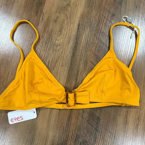 Eres Agent Belt Bikini Top Burnt Yellow Retro Faux Tortoise Shell Buckle US 12
