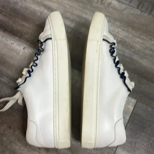 Tory Burch  Sport Ruffle Sneaker White Navy Casual Athleisure Low-Top Leather 8