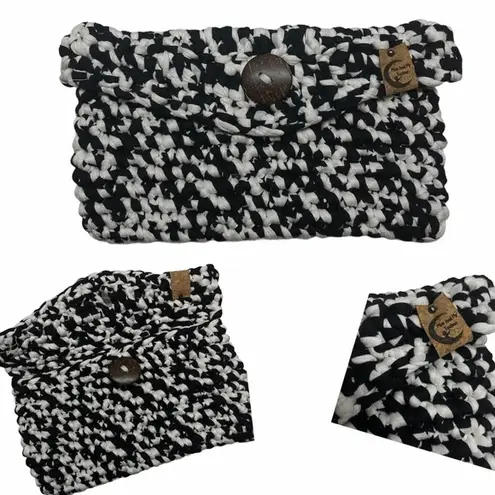 Handmade Envelope Bag Pouch t-shirt yarn Black Med
