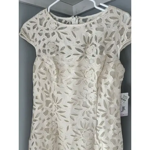 Julia Jordan NEW Cream Faux Leather Lace Cap Sleeves Midi Party Dress NWT Size 6