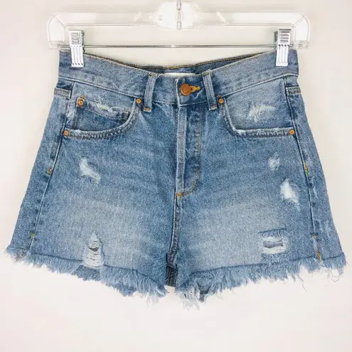 ZARA  1975 Button Fly High Rise Jean Shorts 2