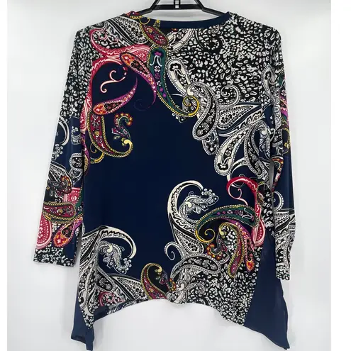 Melissa Paige Paisley Top Sz 2X Boho Artsy Handkerchief Hem Flowy Chiffon NWT