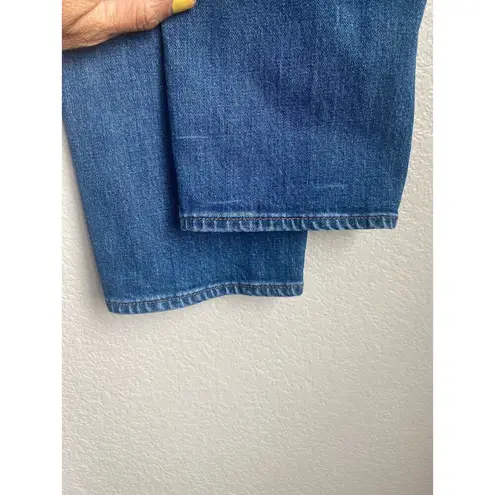 Madewell  Straight Crop High Rise Roger Wash Whiskered Distressed Jeans Size 25