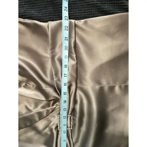 Alex Evenings Satin/Chiffon Wrap Top/Jacket 3/4 Cuff Sheer Sleeve Bronze Zip XL