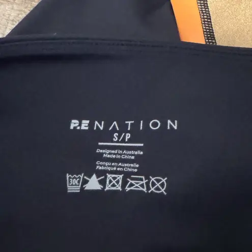 PE Nation High Rise Logo 7/8 Athletic Workout Leggings Gym Pant Activewear Small Black