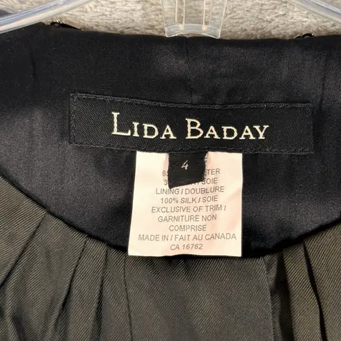 Lida Baday Blazer Women 4 Iridescent Green Satin Office Polished Business Preppy