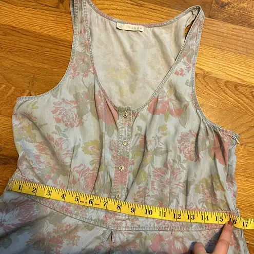 Hinge Women’s Large Retro Blue Pink Floral Flower Denim Jean Dress Shorts