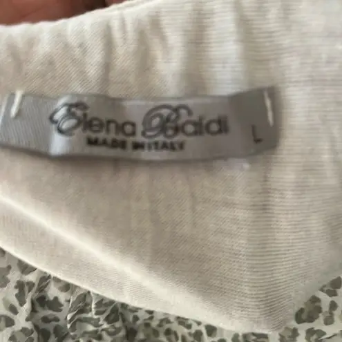 Elena Baldi MADE IN ITALY 100% Silk Elegant Sheer Gray Blouse Leopard print Size L