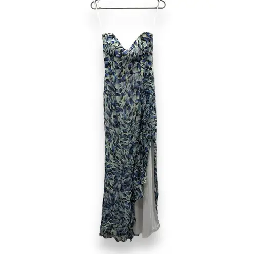 Katie May RTR Baby Cakes Off White & Blue Printed Strapless Maxi Dress Sz S