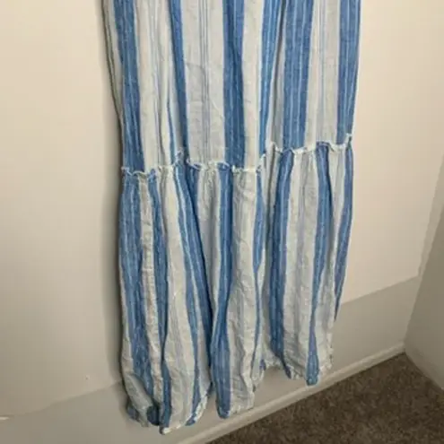 CP Shades CP Shade Free People Isabella Stripe Linen Maxi Dress Blue White Size XS Womens
