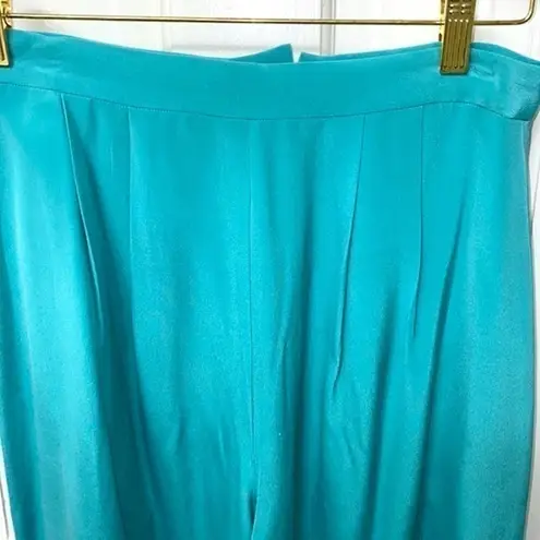 ISI turquoise blue π― silk pantsuit. Tunic jacket wide leg palazzo pant. Size 6.