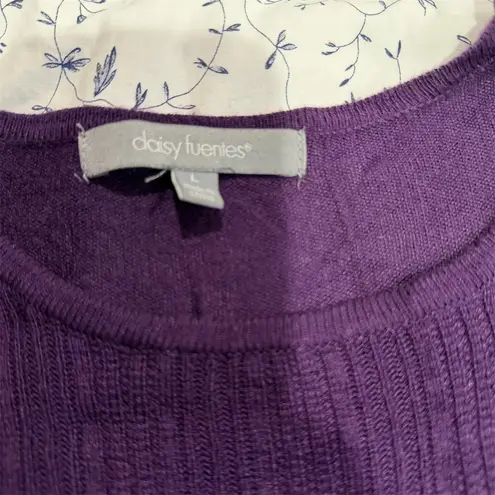 Daisy Fuentes Women's Purple Ribbed Long Sleeve Midi Dress Size L