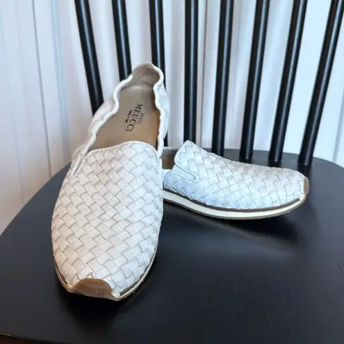 Sesto Meucci white woven leather slip on flats size 40/9.5