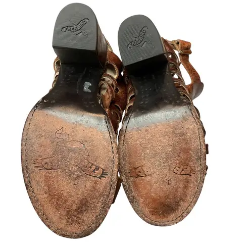 FREEBIRD by Steven Congo Heel Distressed Brown Leather Bongo Gladiator Size 10