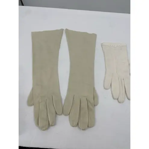 Lot Of 2 VTG Cotton Women's Fashion Gloves Kay Hansen Washable Long Short