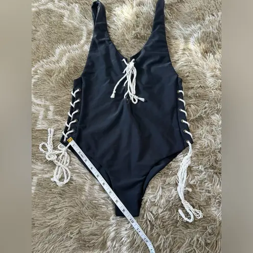 Aila Blue Swimmer with lace up Black One piece Size S