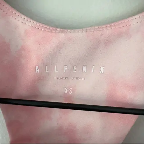 Anthropologie  Allfenix Sports Bra Pink White Cloud Print Cutout Racerback Padded